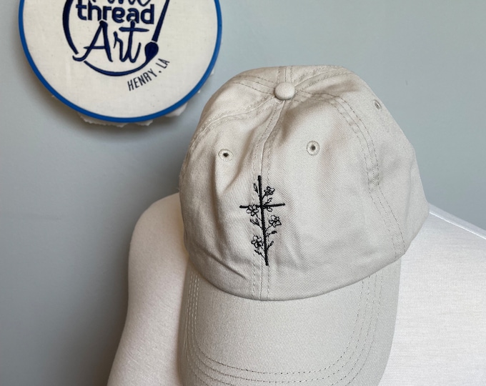 Unisex Adult Baseball Hat with Cross and Floral Flowers Vine Hat Ladies Rise Arise Catholic Christian Faith Women Minimalist Church