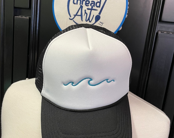 Ladies Men Wave Baseball Cap Hat Snapback Foam Trucker Travel Summer Vacation Ocean Beach Lake Water Fish Cruise Boat Kayak Canoe Paddle