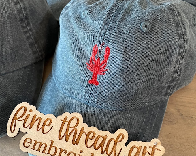 KIDS Unisex Size Lobster Crawfish Mini Design Baseball Cap Hat Leather Strap Nautical Beach Maine Louisiana Coast Vacation Girls Trip Marsh
