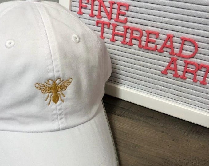 Unisex Adult Honey Bee Baseball Cap Hat LEATHER strap Mom Beekeeping Hive Nature Garden Outdoors