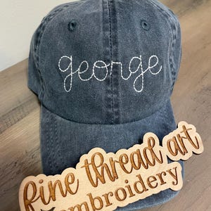 KIDS Name Baseball Cap Hat Leather Strap Youth Child Boy or Girl Children Vintage Stitch Script Classic Style