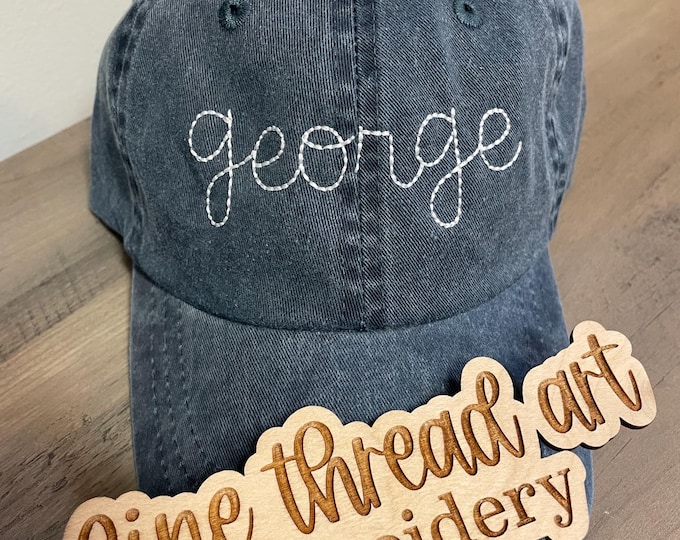 KIDS Name Baseball Cap Hat Leather Strap Youth Child Boy or Girl Children Vintage Stitch Script Classic Style
