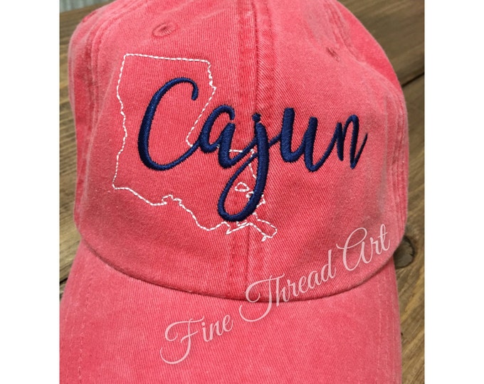 LADIES Louisiana Cajun State Baseball Cap Hat LEATHER strap Monogram Preppy Bachelorette Pigment Dyed Acadiana South Southern