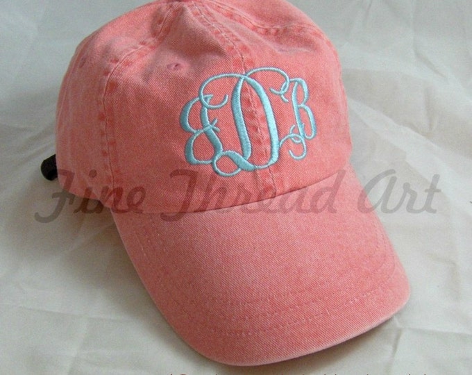 LADIES Monogram Baseball Cap Hat LEATHER strap Mom Bridesmaid Bride Bachelorette Pigment Dyed