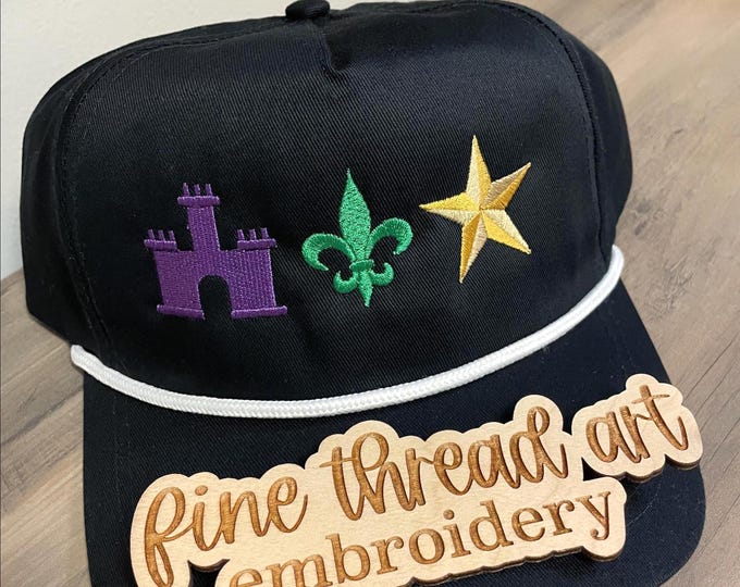 Adult Mardi Gras Acadian Flag Rope Baseball Cap Hat Louisiana Cajun Bayou Lafayette