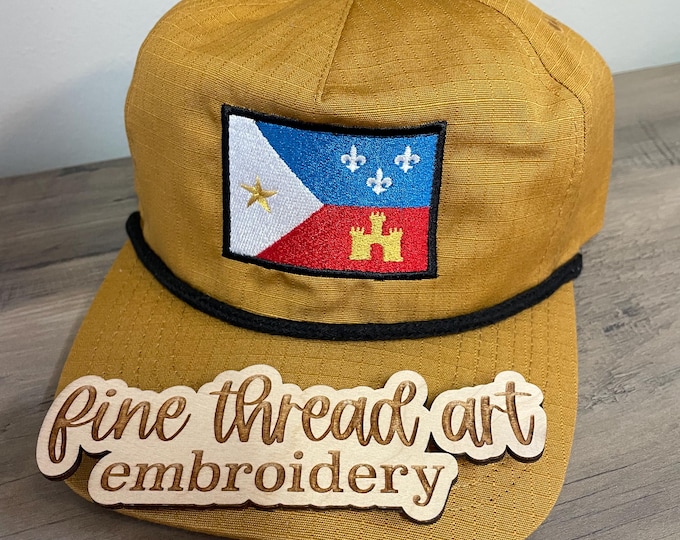 Adult Unisex Gold Yellow Rope Hat Acadian Flag Snap Back Flat Bill Louisiana Cajun