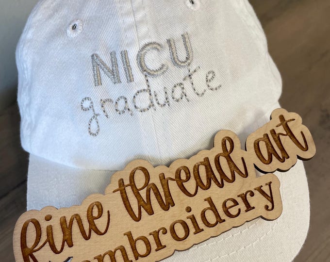 Infant Embroidered NICU Graduate Monogram Baseball Cap Hat for Girls Boys Size Elastic Baby Hat Pink Blue White Twins Hospital Gift