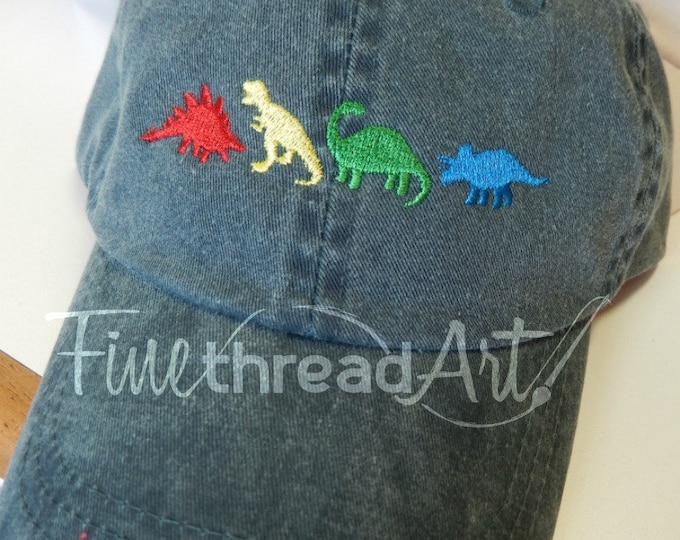 KIDS Dinosaur Baseball Cap Hat Leather Strap Dad Hat Youth Child Boy or Girl Children Dino T Rex