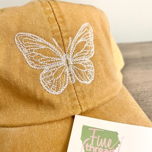Gorra de béisbol de estilo vintage con mariposa para mujer, correa de cuero, ideal para mamá, madre, maestra, flores, naturaleza, actividades al aire libre, viajes, jardinería, granja, hogar, senderismo.