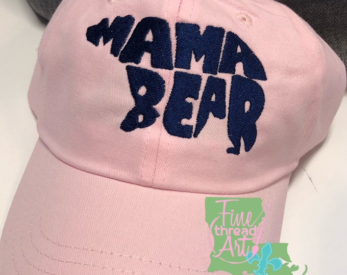 LADIES Mama Bear Monogram Baseball Cap Hat LEATHER strap Travel Camp Outdoors Summer Mother's Day Mom Momma Mama Pregnancy Announcement