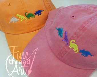 KIDS Dinosaur Baseball Cap Hat Leather Strap Dad Hat Youth Child Boy or Girl Children Dino T Rex Stegosaurus Brontosaurus Triceratops