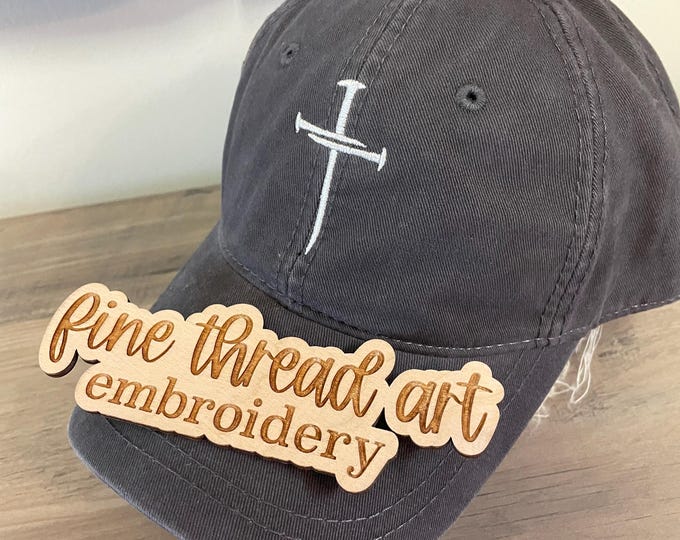 Cross Three Nails Jesus Baseball Cap Hat Leather strap Confirmation Pentecost Catholic Christian Prayer Pray Hope Faith Trinity God