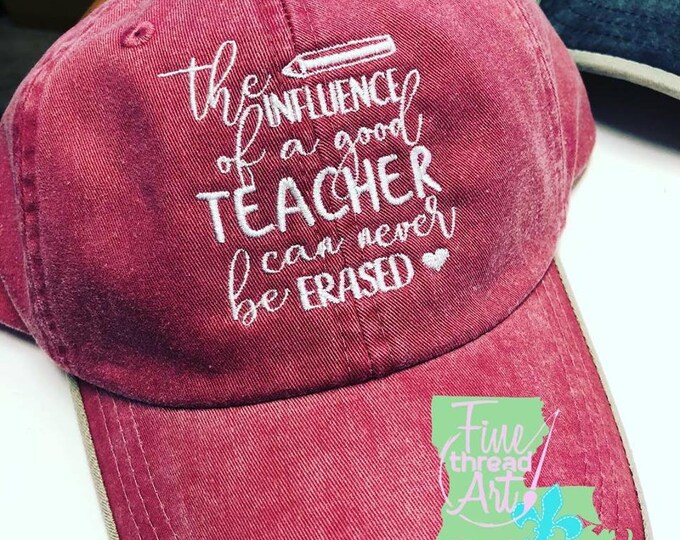 LADIES Teacher Monogram Baseball Cap Hat LEATHER strap Teach Gift Inspire Influence School End of Year Beach Summer