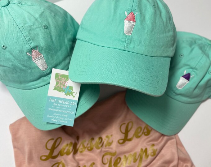 Quick Ship Snowball Shave Ice Sno Ball Snow NOLA Louisiana Mardi Gras Hat Southern Mint Sea Foam Green Unisex Dad Hat Ladies Louisiana Cajun