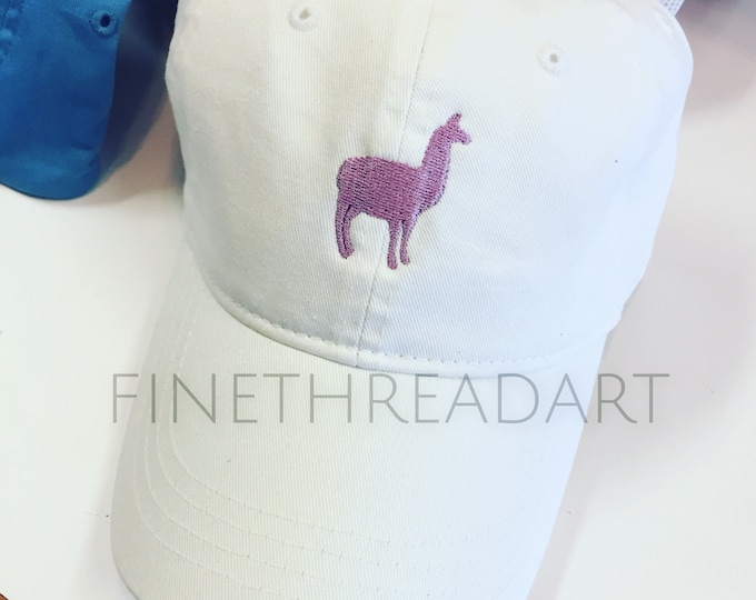 Llama Alpaca Cap Hat FABRIC strap Adult Ladies or Kids Size Farm Livestock Farmer