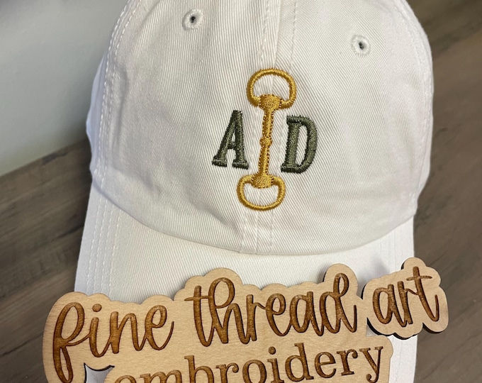 LADIES Equestrian Horse Bridle Bit Monogram Baseball Cap Hat Leather strap English Riding Western Stirrup Rodeo Saddle