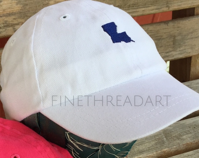 Infant or Small Toddler mini State Baseball Cap Hat for Girls Boys Kids Youth Elastic Baby Hat Pink Blue White Louisiana Texas Home South