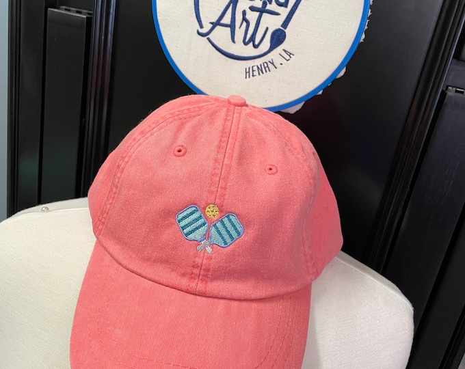Ladies Men Pickleball Baseball Cap Hat LEATHER strap Travel Pickle Ball Tennis Dink Tournament Play Health Club Exercise Summer Vacation
