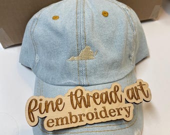 LADIES Distressed Denim Jean Hat Baseball Cap Fall  Monogram Vacation Dad Hat State Light Wash or Medium Wash