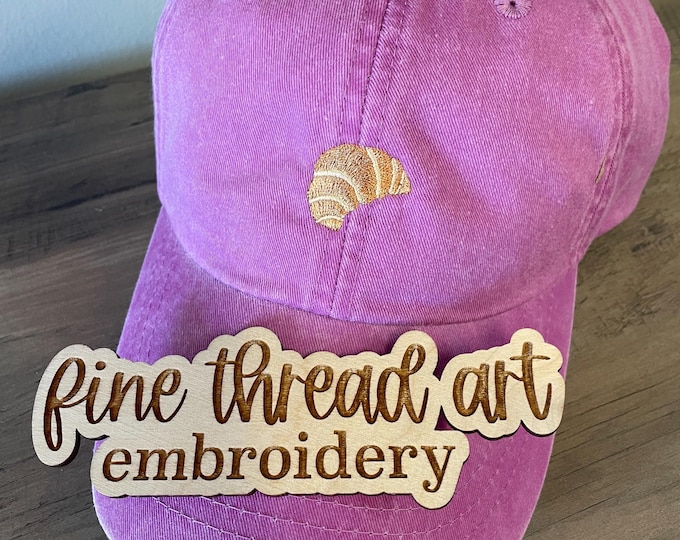 Adult Unisex Ladies Mini Croissant Hat Baseball Cap Hat LEATHER strap Pigment Dyed Bakery Bread Chef Bake