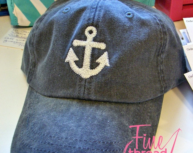 Adult or Kid Anchor Baseball Cap Hat LEATHER strap Mom Bridesmaid Bride Bachelorette Pigment Beach Cruise Vacation Girls Trip Summer Boat