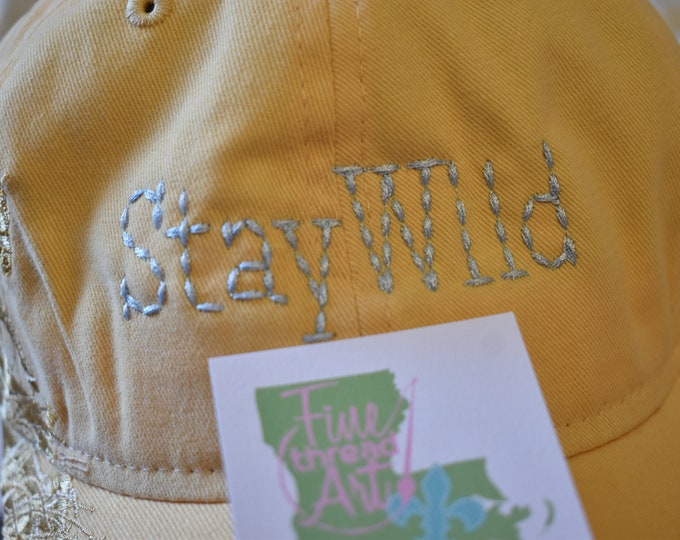 Yellow Horse Embroidered Hat: Stay Wild & Free - Rodeo Cowgirl