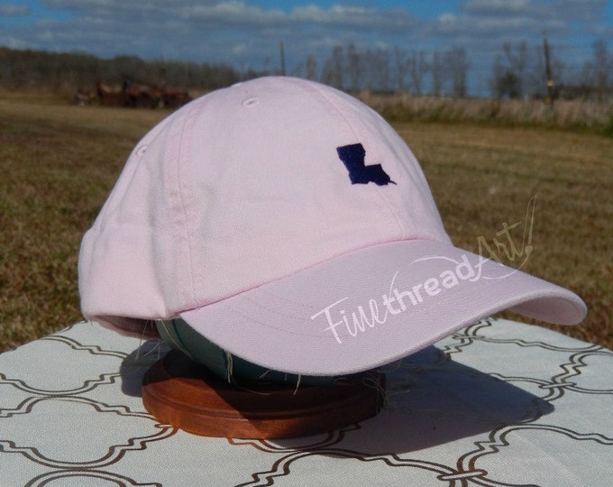 Adult or Kids Mini State Baseball Cap Hat LEATHER strap Monogram Preppy Louisiana South Carolina Texas California Alabama Bachelorette