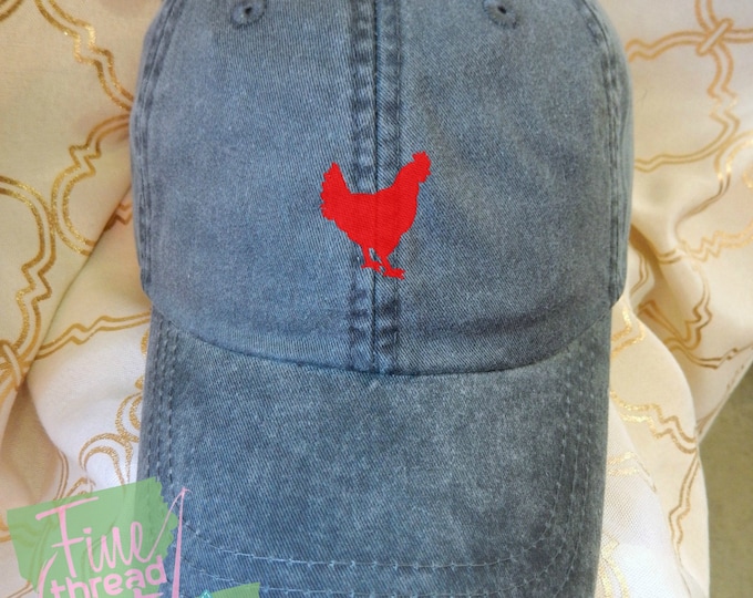 Kids or Adult Ladies Size Chicken Mini Design Baseball Cap Hat Leather Strap Beach hat Vacation Farm Livestock Rodeo Hen Rooster Eggs
