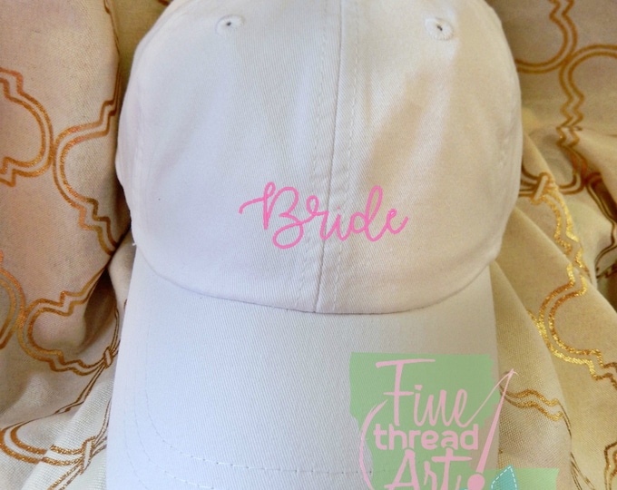 Adult or Ladies Bride Wedding Baseball Cap Hat LEATHER strap Preppy Bridal Party Bride Bridesmaid Honeymoon Bachelorette