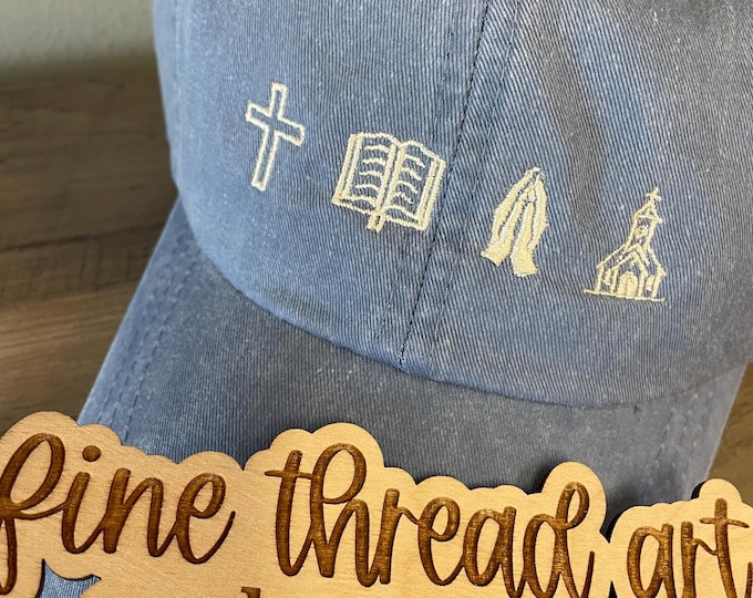 LADIES Pray Cross Bible Scripture Church Baseball Cap Hat LEATHER strap Mom Mother Mary Catholic Christian Prayer Pray Hope Faith Choir