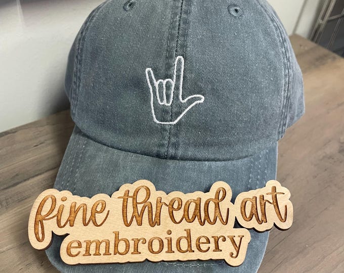 Love Custom Hat Baseball Cap Leather strap Pigment Dyed Adult Unisex ASL American Sign Language I Love You
