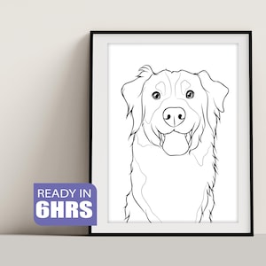 Custom Dog Line Art Portrait, Personalized Digital Pet Memorial, Minimalistic Dog and Cat Drawing, Custom Dog Sketch, Custom Pet Outline