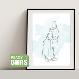 Custom Line Drawing, First Anniversary Gift, portrait from photo, gift for boyfriend, Unique Husband Gift, Lesbian Gift, Gift for Him
