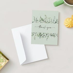 Cartões de agradecimento de eucalipto e flores — 2 cartões digitais — 4x6 — Não precisa dobrar, download instantâneo