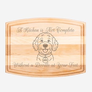 Personalized Doodle Dog Cutting Board, Laser Engraved Maple or Walnut, Dog Lover Gift, Kitchen Decor