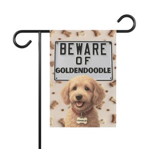 Custom Beware of Goldendoodle Garden Flag: Personalized Dog Lover Gift