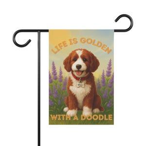 Personalized Golden Doodle Garden Flag: Dog Lover Outdoor Decor