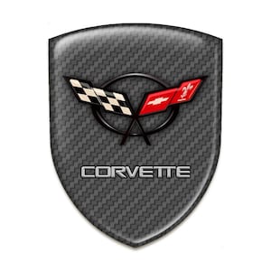 Corvette Shield 3D Domed Sticker: Resin Epoxy Decal Badge