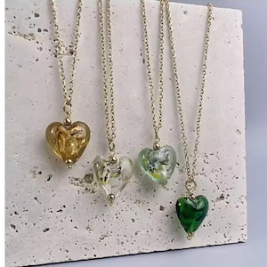 Murano Glass Heart Necklace – Handmade Colorful Pendant Jewelry for Women