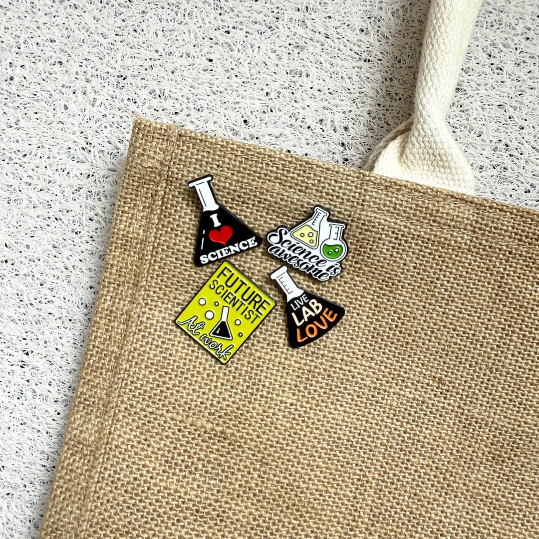 Science Brooch Science Enamel Pin Set, 4 Pc Cute Chemistry STEM Badge Collection, Lab ...