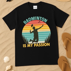 Camiseta unisex vintage de bádminton con gráfico de volante.