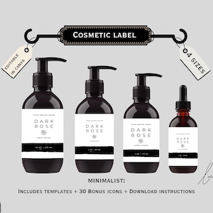 Editable Cosmetic Bottle Label-Template | Minimalist Beauty Product Label | DIY Canva Template – Instant Download, Canva Label Template