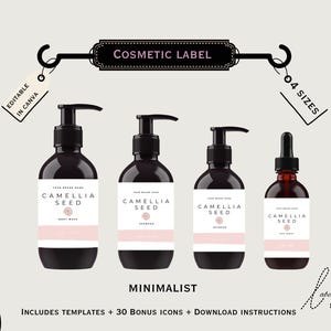 Editable Cosmetic Bottle Label-Template | Minimalist Beauty Product Label | DIY Canva Template – Instant Download, Canva Label Template