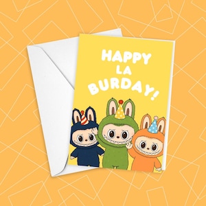 Funny Happy Birthday Labubu Card | A7 Greeting Card, Cute Labubu Card, Labubu Card, Happy Birthday Card, Card for Her, Card for Wife