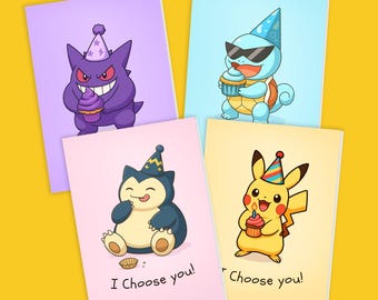 Pokemon Greeting Card – I Choose You Card, A7 Birthday or Anniversary Gift, Love Card for Him, Boyfriend, Her, Girlfriend