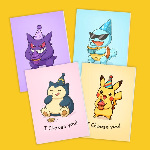 Pokemon Greeting Card – I Choose You Card, A7 Birthday or Anniversary Gift, Love Card for Him or Her
