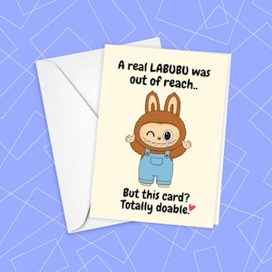 Funny Labubu Card | A7 Greeting Card, Cute Labubu Card, Labubu Card, Happy Birthday Card, Card for Her, Card for Wife