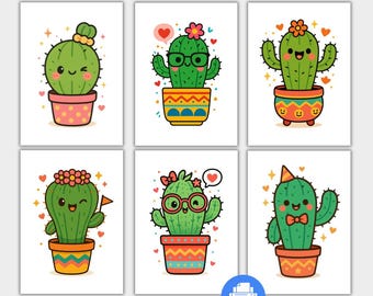 Lindos cartões comemorativos com cactos, conjunto de 6 cartões para impressão, download digital, cartão para impressão com tema de suculentas, cartões dobrados 5x7