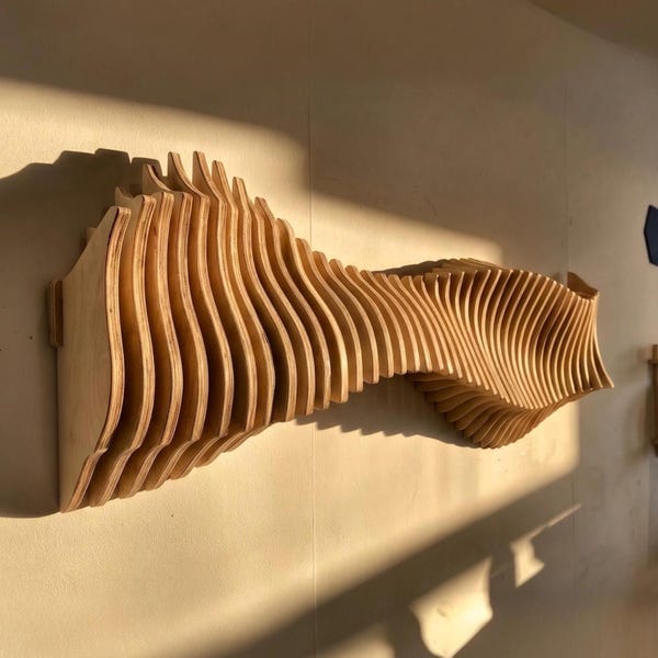 Arte de parede paramétrica em madeira "Anomaly" Decoração para casa Acústica Minimalista Boho Moderna