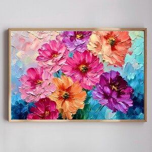 Colourful Floral Frame Tv Art Digital Download | Flower Painting for Frame Tv | Summer Frame Tv Painting | Samsung Frame TV Art| Vibrant